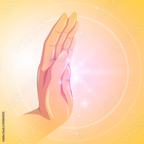 Buddha lighting hand vector illustration