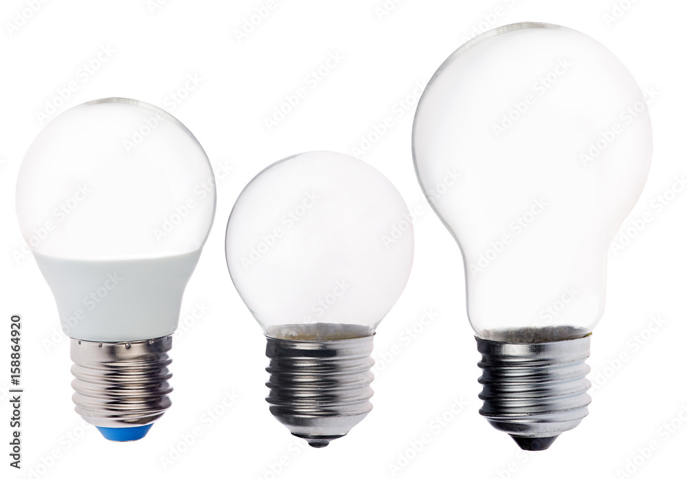 three empty lamps isolated on white three empty lamps isolated on white
