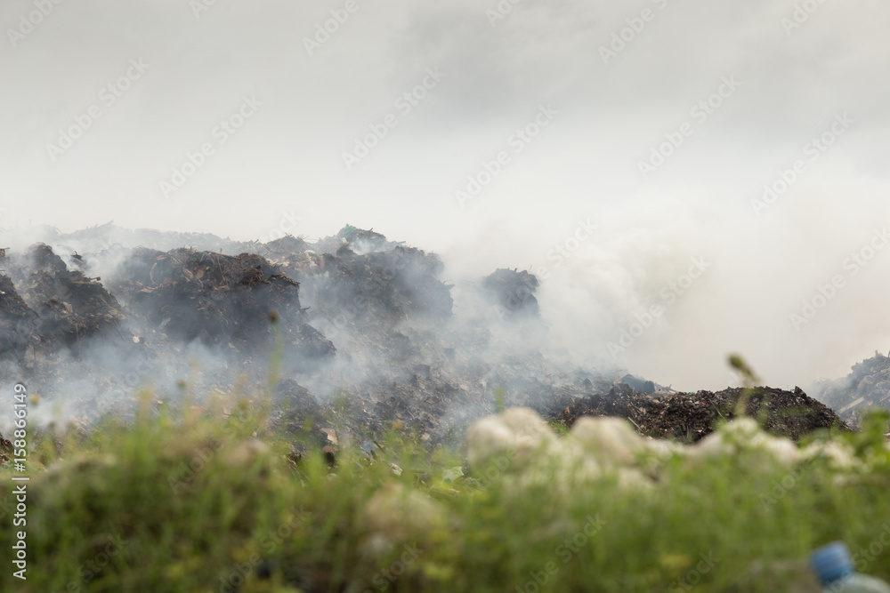 waste open burning dump site