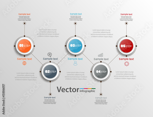 Abstract infographics number options template with five steps. Can be used for workflow layout, diagram, business step options, banner, web design. Vector eps 10