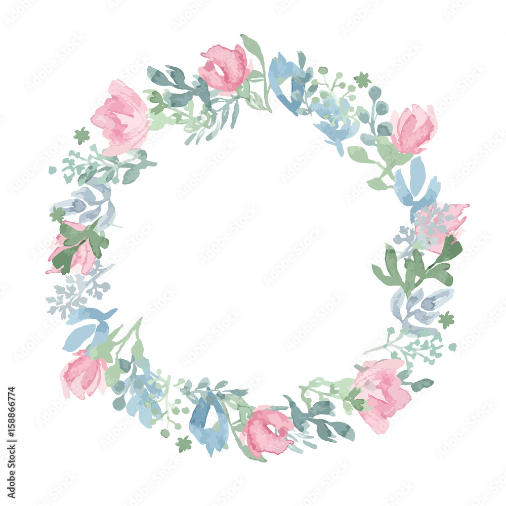 Watercolor hand drawn wreath.