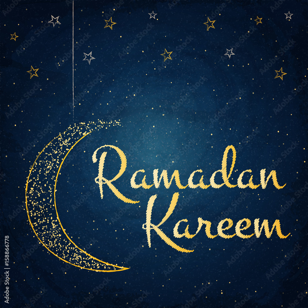Ramadan Kareem background with moon and stars on blackboard Ramadan Kareem background with moon and stars on blackboard
