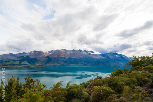 Mountain & reflection lake from view point on the way to Glenorchy, New Zealand