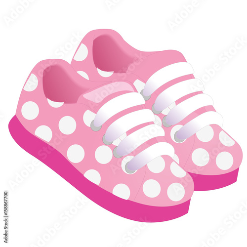 Pink childrens or young adult shoes, pair kids sneaker, pink girls shoes.