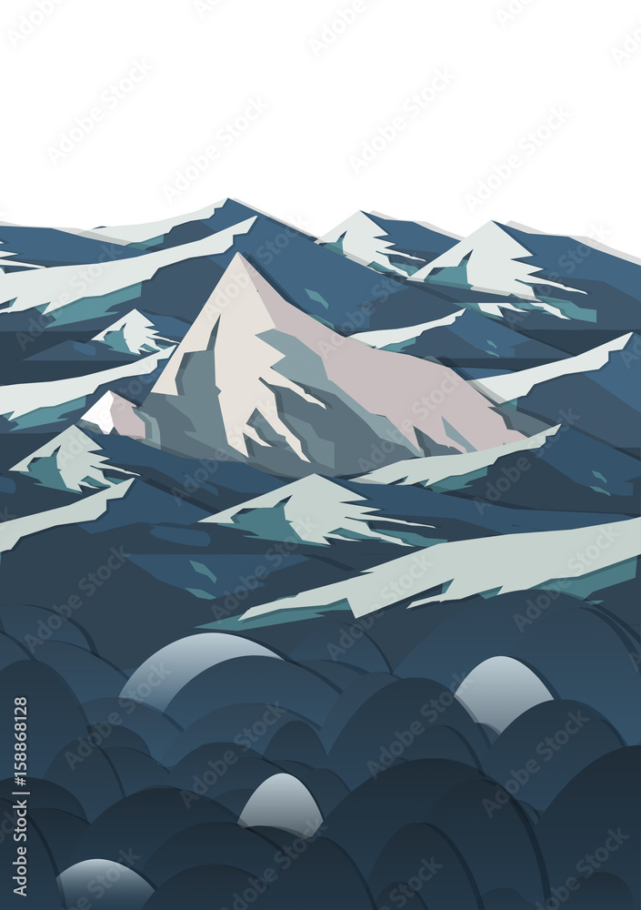 Fototapeta premium Paper-cut Style Applique Mountains - ilustracji wektorowych.