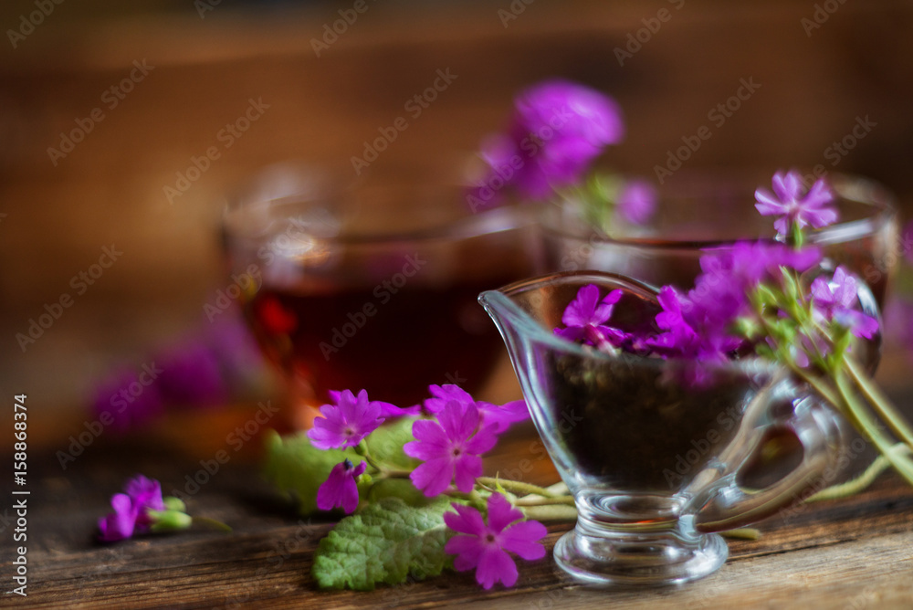 glass of tea brewed with therapeutic Linden glass of tea brewed with therapeutic Linden