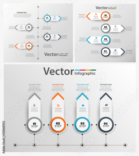 Set of colorful infographic can be used for workflow layout, diagram, number options, web design. Infographic business concept with options, parts, steps or processes. Vector Eps 10