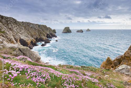 Panorama sur les Tas de Pois au bout de la Pointe de Pen-Hir depuis le GR34 à Camaret-Sur-Mer - Presqu'Île de Crozon en Bretagne