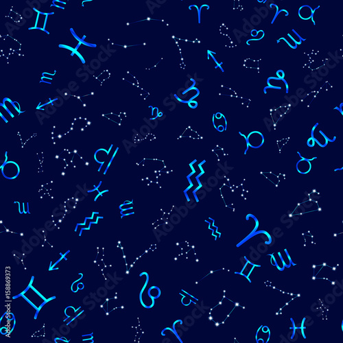 Seamless pattern with zodiac signs