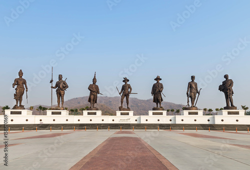 kings bronze monument statues  standing in  Ratchapakdi public park at  Hua-Hin, Prachuab Khiri Khan district, Thailand.