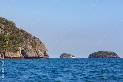view of the tropical beach on small limestone island in andaman sea at krabi thailand. © Soonthorn