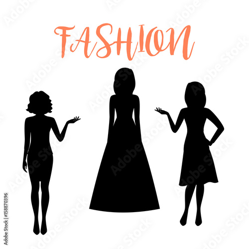 Fashion woman silhouette in summer dresses