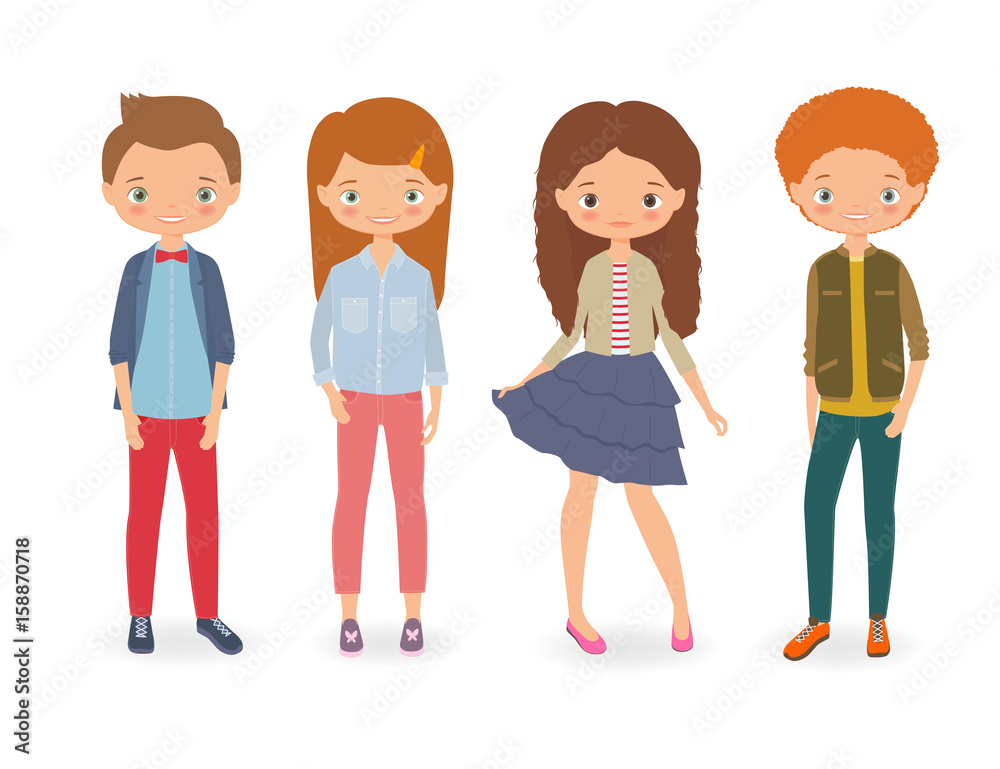 Fashion kids. Cartoon vector illustration