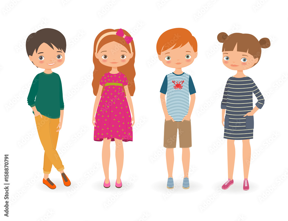 Fashion stylish kids. Cartoon vector illustration Fashion stylish kids. Cartoon vector illustration
