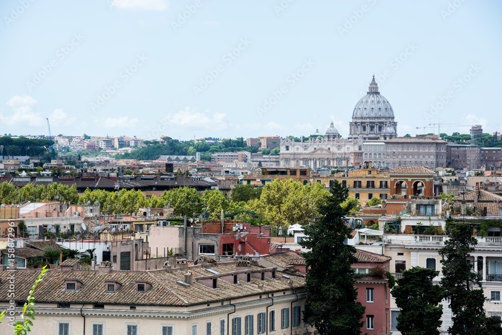 Panorama of Rome from Piazza del Popolo and Terrazza del Pincio