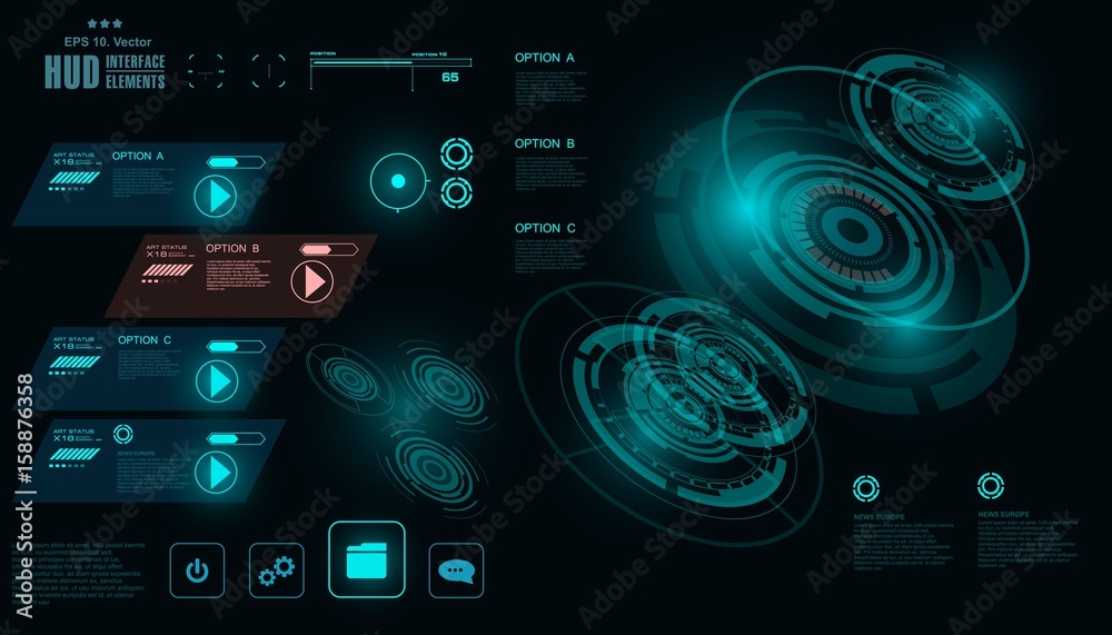 Naklejka premium Futuristic virtual graphic touch user interface, HUD