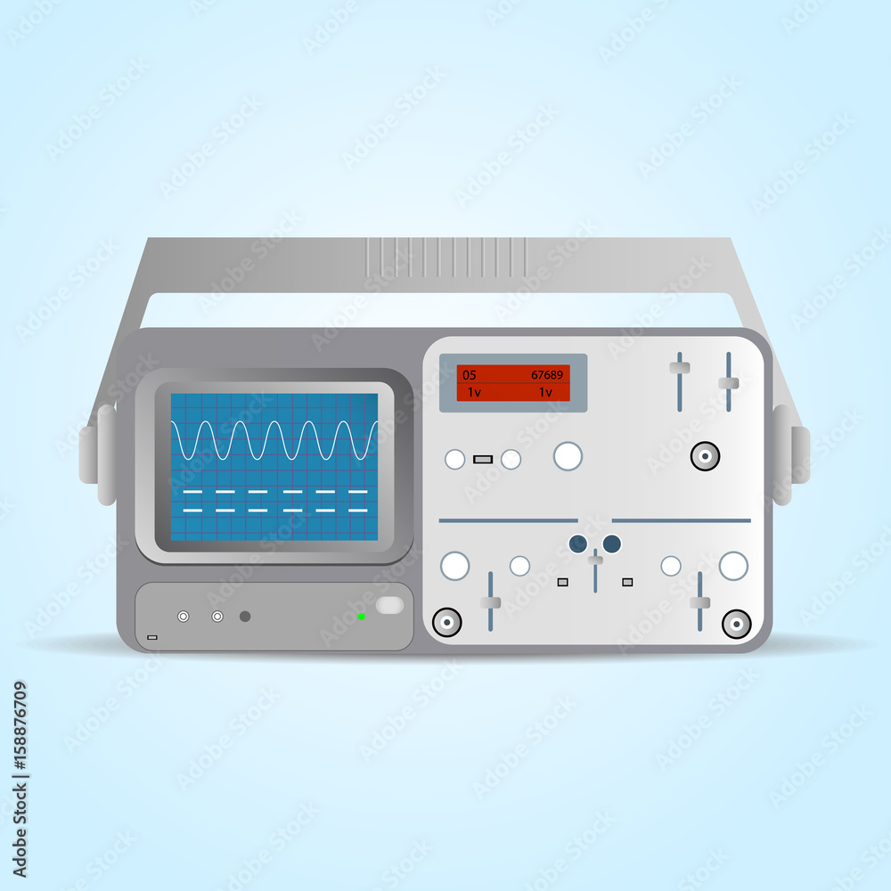 Flat vector illustration icon of oscilloscope
