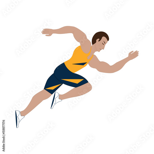 Athlete running isolated on white background art creative vector