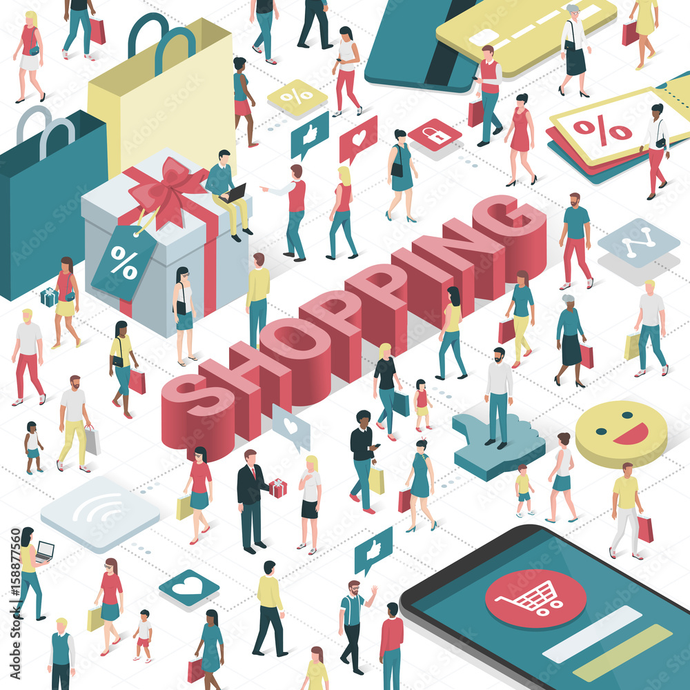 Fototapeta premium People shopping online