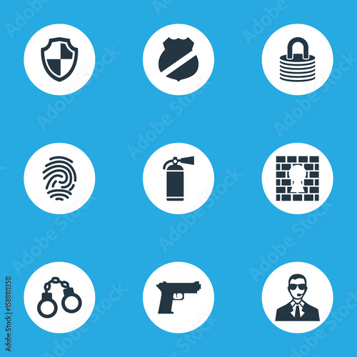FotoMural Vector Illustration Set Of Simple Secure Icons. Elements