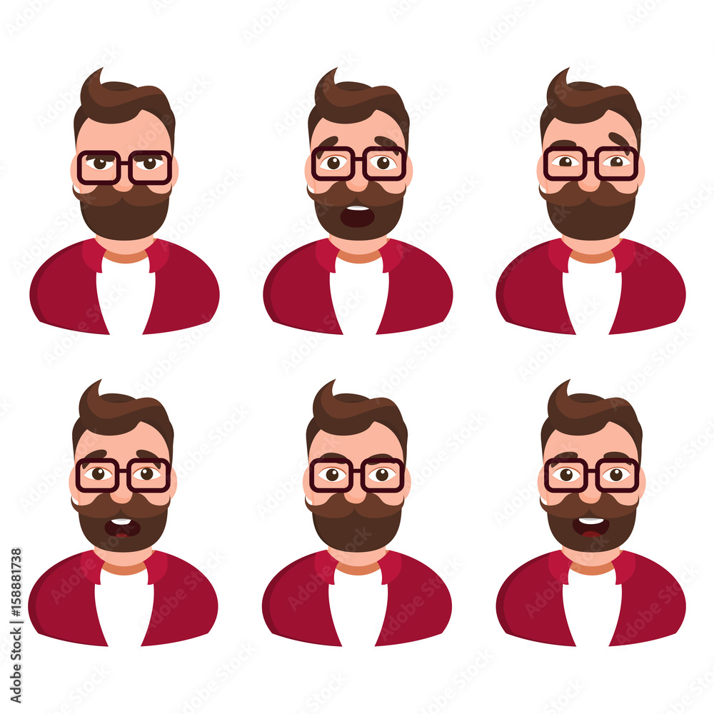 Young stylish emotion guy, vector illustration Young stylish emotion guy, vector illustration