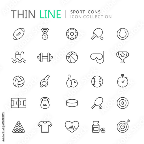 Collection of sport thin line icons