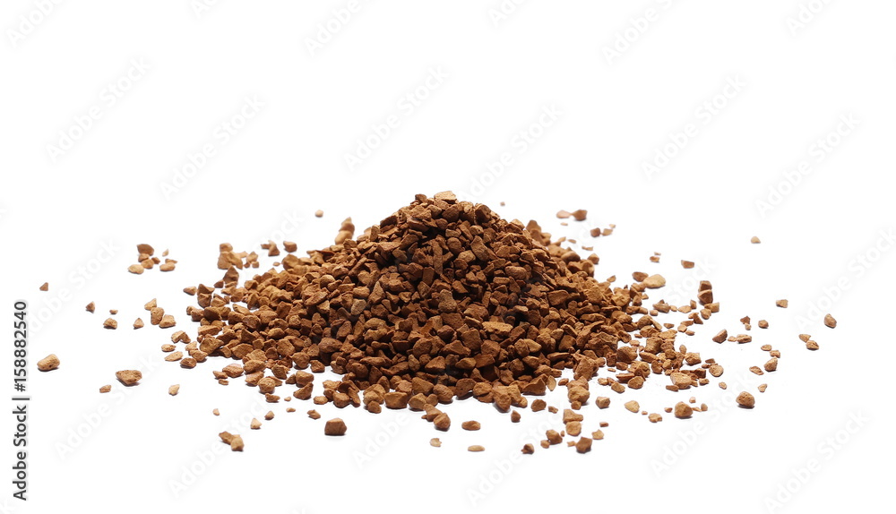 Pile of instant coffee grains isolated on white Pile of instant coffee grains isolated on white