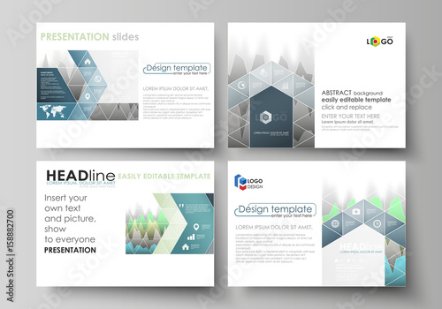The minimalistic abstract vector illustration of the editable layout of the presentation slides design business templates. Rows of colored diagram with peaks of different height.