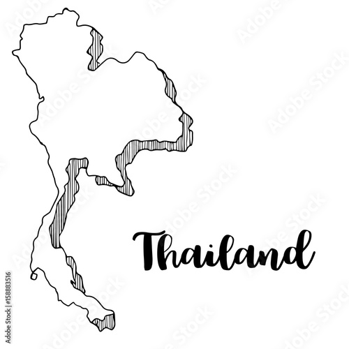 Hand drawn  of Thailand map, vector  illustration