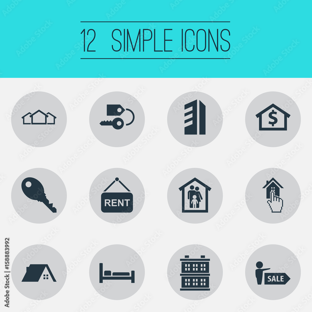 Vector Illustration Set Of Simple Property Icons. Elements Agent