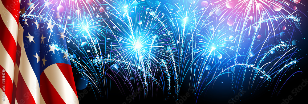 American flag with fireworks. Vector Stock Vector | Adobe Stock