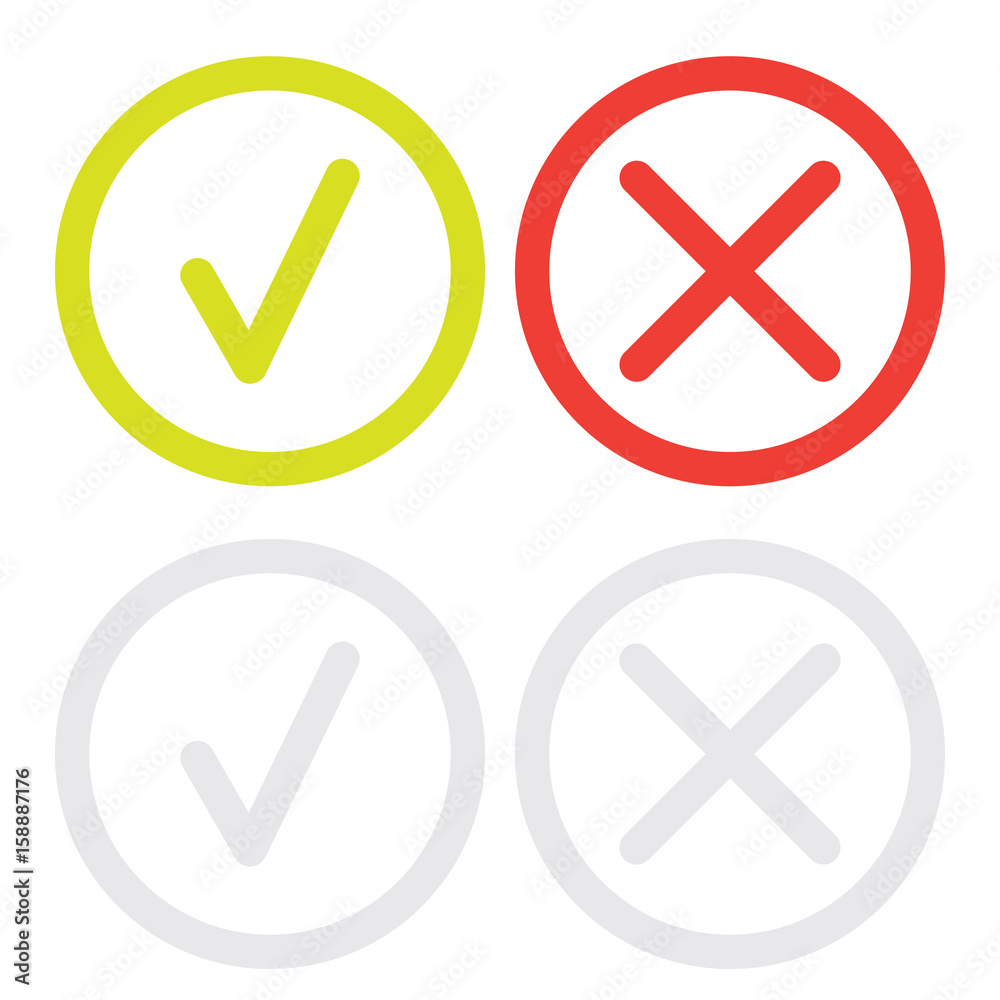 line green check mark or check box icons set line green check mark or check box icons set