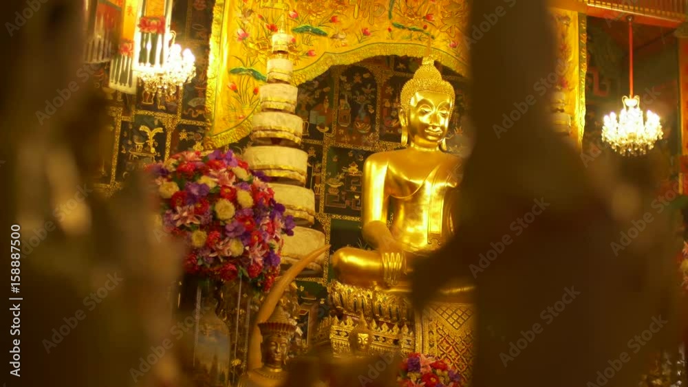 Golden Buddha Statue in the ubosot at Wat Phanan Choeng temple,Phra Nakhon Si Ayutthaya, Thailand, World Heritage Site , Public place