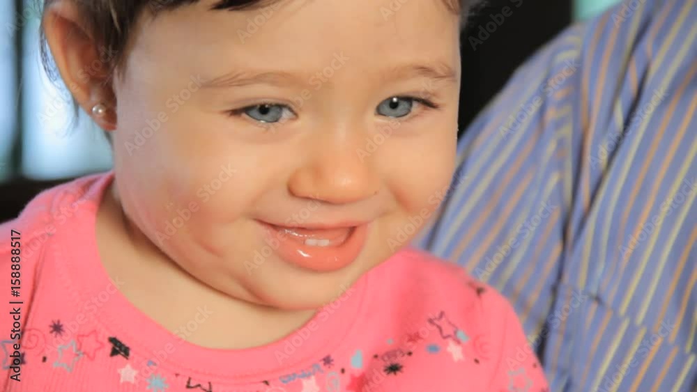 Baby laughs and smiles, close up Baby laughs and smiles, close up