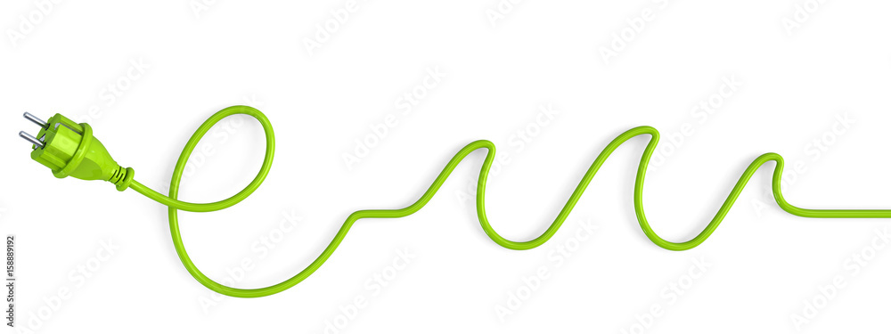 Green power plug bent in a water waves shape Green power plug bent in a water waves shape