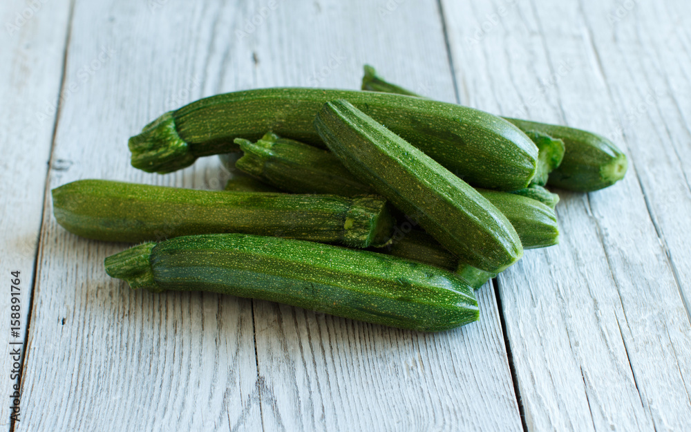 Zucchini on a wooden table