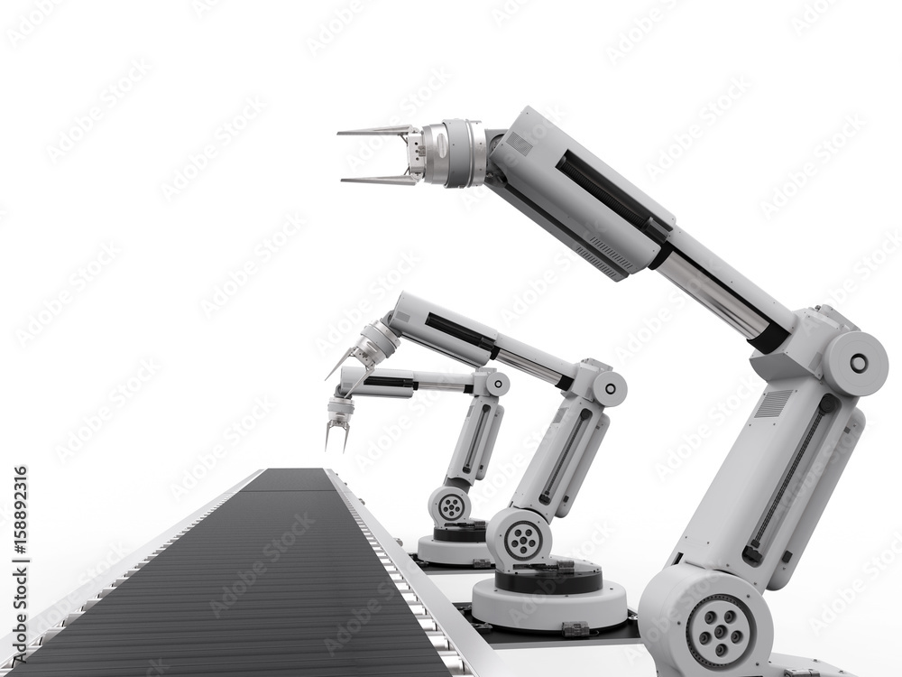 robot arms with conveyor line robot arms with conveyor line