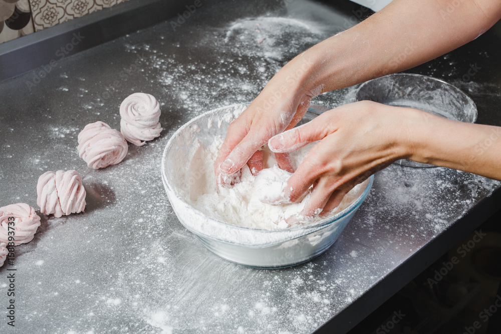 Cooking marshmallows in a professional kitchen Cooking marshmallows in a professional kitchen