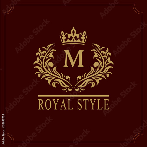 Floral Monogram luxury design, graceful template. Calligraphic elegant beautiful logo. Letter emblem sign M for Royalty, Restaurant, Boutique, Hotel, Heraldic, Jewelry. Vector illustration