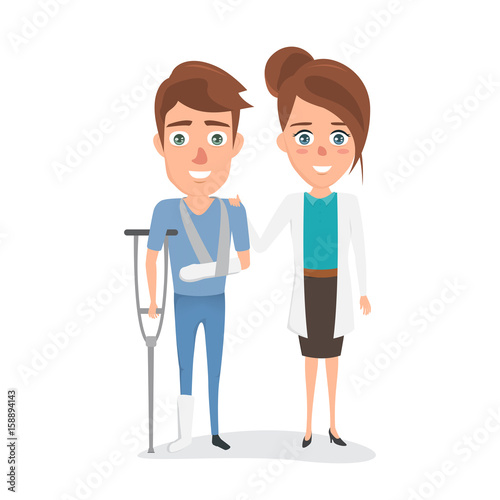 Wallpaper Mural Doctor with patient character at hospital. illustration vector of cartoon design. Torontodigital.ca