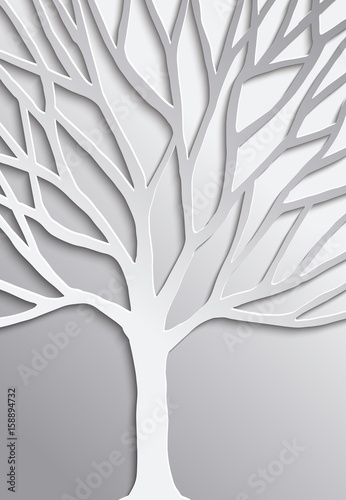 Paper cut tree 3d concept design for nature help