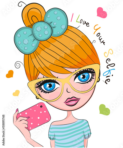 Vector cute cartoon girl