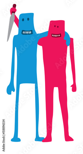 False friend backstabbing while hugging