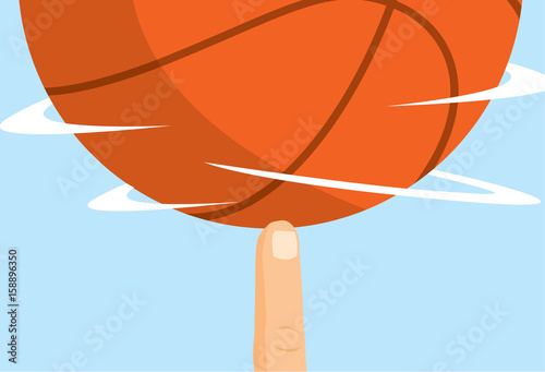 Basketball spinning on steady finger