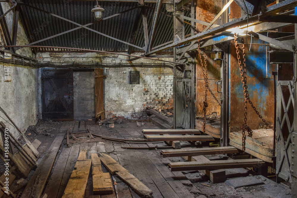 abandoned interior in coal minig tower abandoned interior in coal minig tower