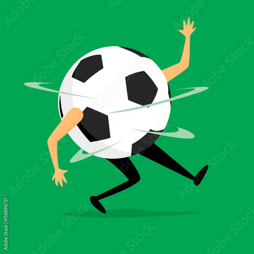 Funny dizzy soccer ball kicked around