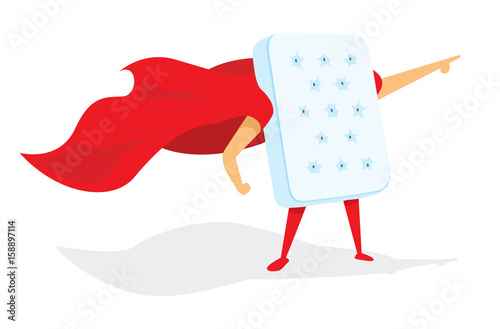 Mattress super hero standing with cape