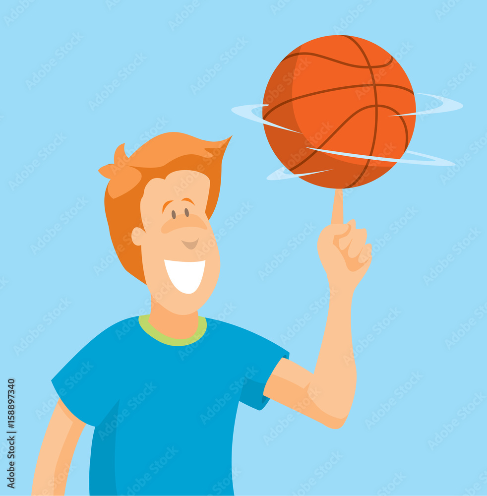 Man spinning basketball on his finger Stock Vector | Adobe Stock