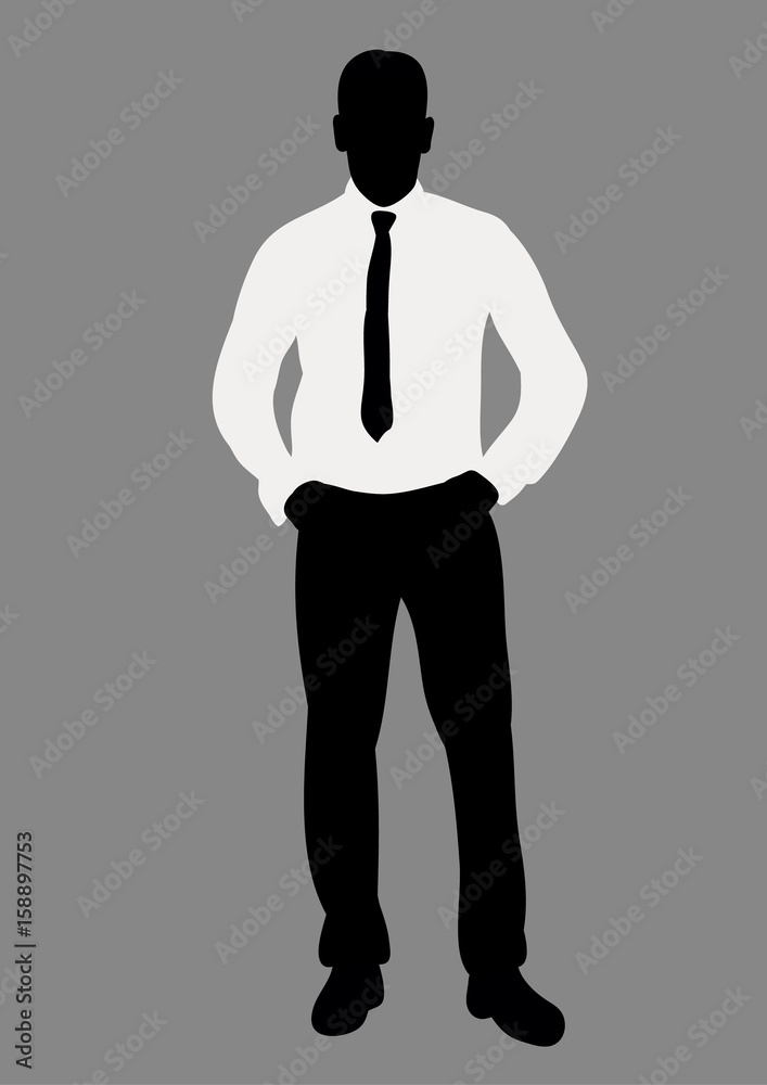 Vector, isolated on gray background silhouette man in a tie Vector, isolated on gray background silhouette man in a tie