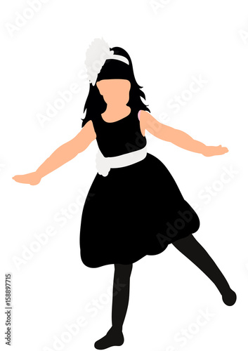 Vector, silhouette little girl dancing